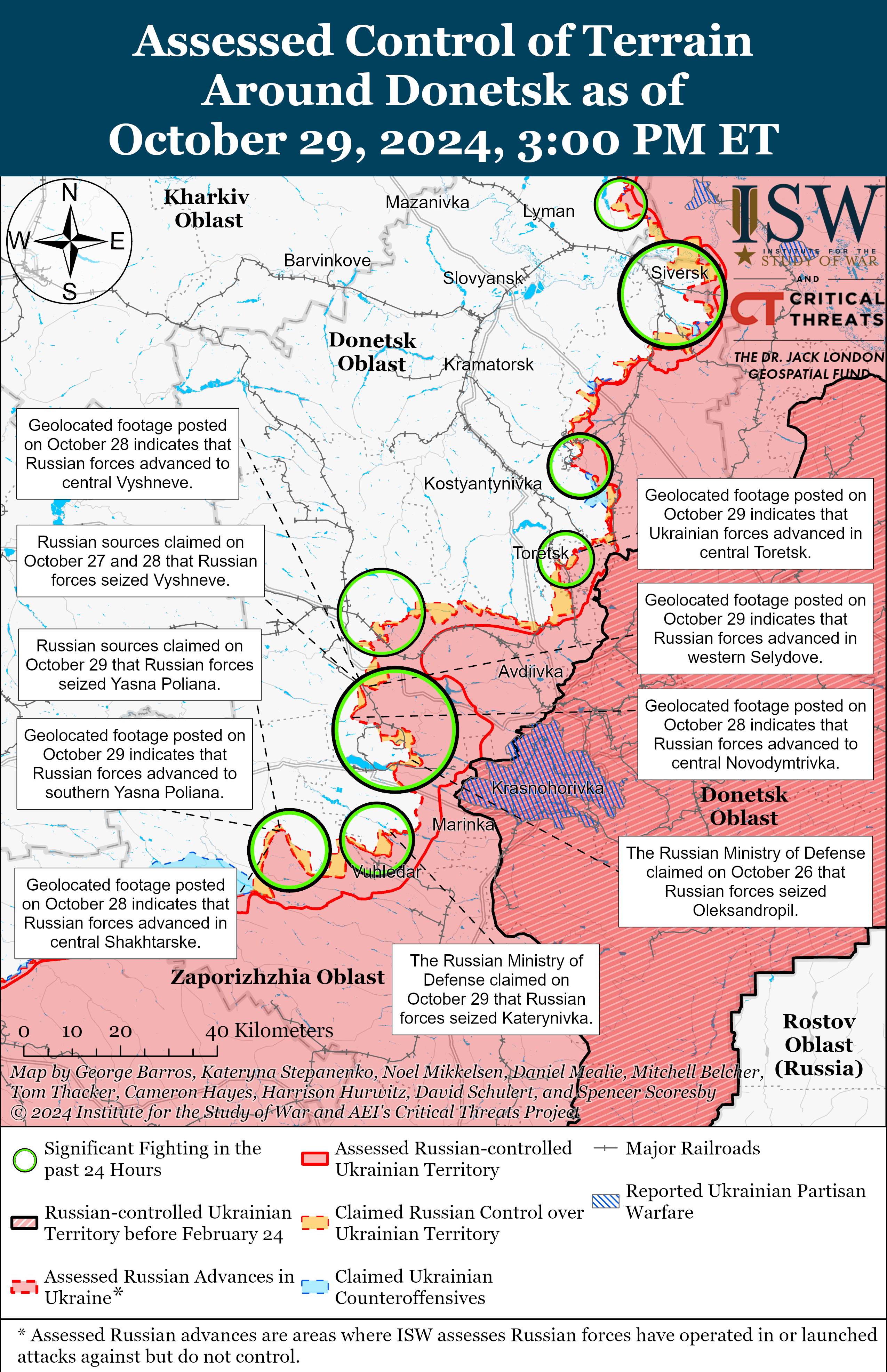 Окупанти просунулися на чотирьох напрямках, ЗСУ відновили позиції в Торецьку: карти ISW